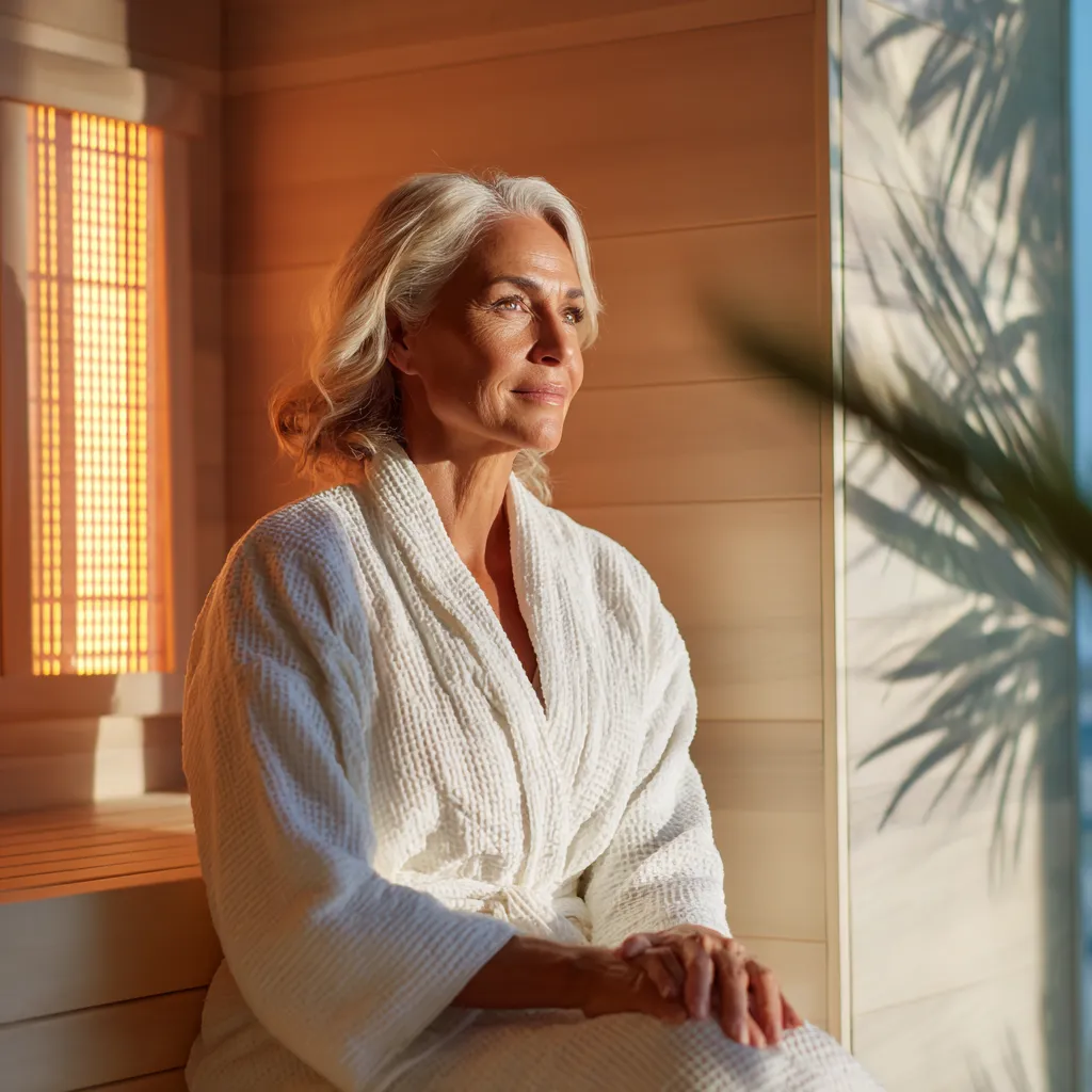 A member relaxing in the Longevity House sauna